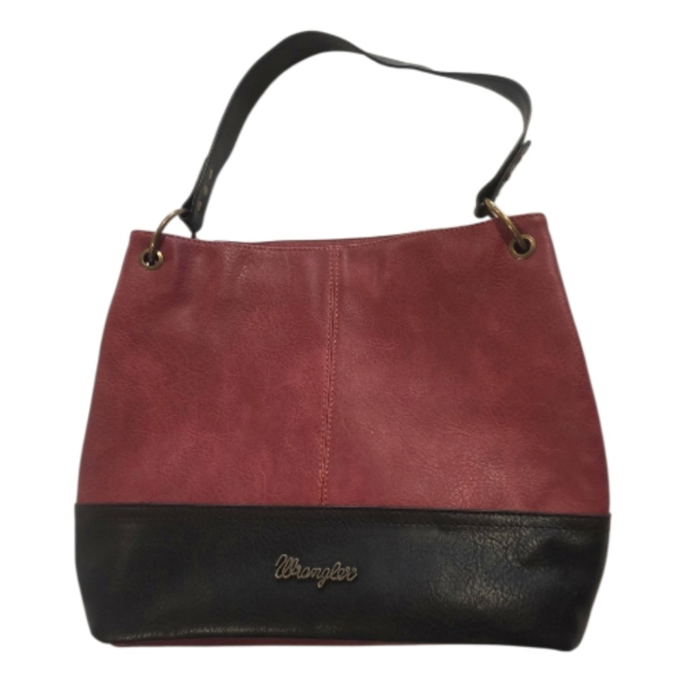 Wrangler Hobo Bag Vegan Faux Leather Shoulder Bag Top Handle Satchel Red Black